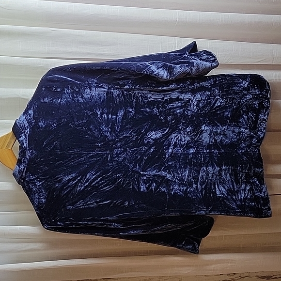 Ecru Blue Rayon-Silk Crushed Velvet Blazer Size M - Picture 6 of 8